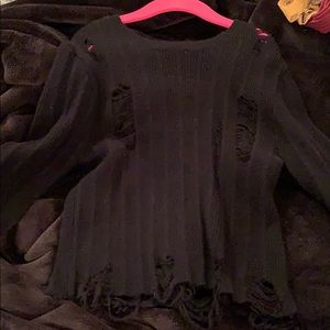 Rue 21 Black long distressed crop